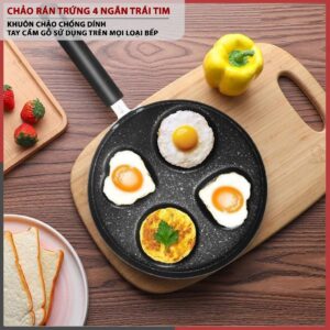 Chảo Chiên Trứng Nhiều Hình 4 Lỗ Cán Nhựa