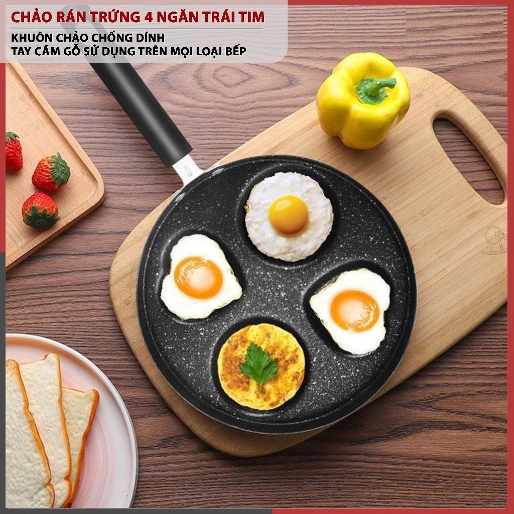 Chảo Chiên Trứng Nhiều Hình 4 Lỗ Cán Nhựa